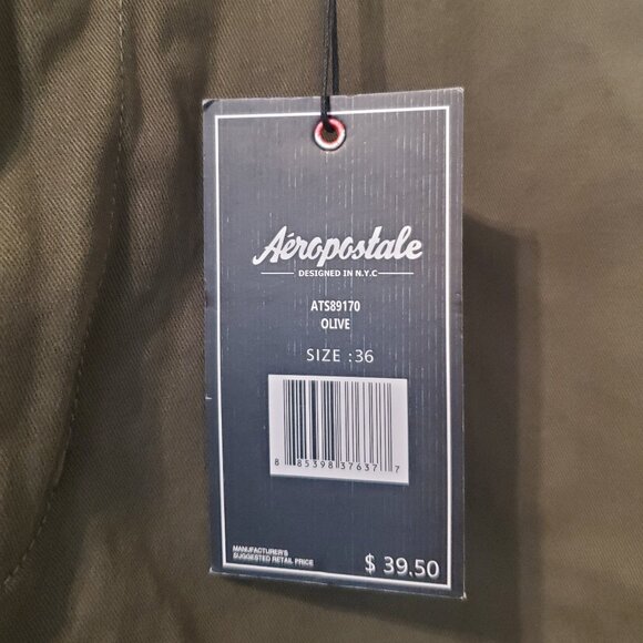 BNWT Aeropostale Reflex Twill Men's Olive Shorts Sz 36 - Picture 5 of 10